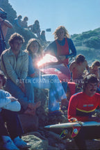 Steve Jones, Terry Richardson and Keone Downing at Bells Beach in 1977, photographed by Peter Crawford.
