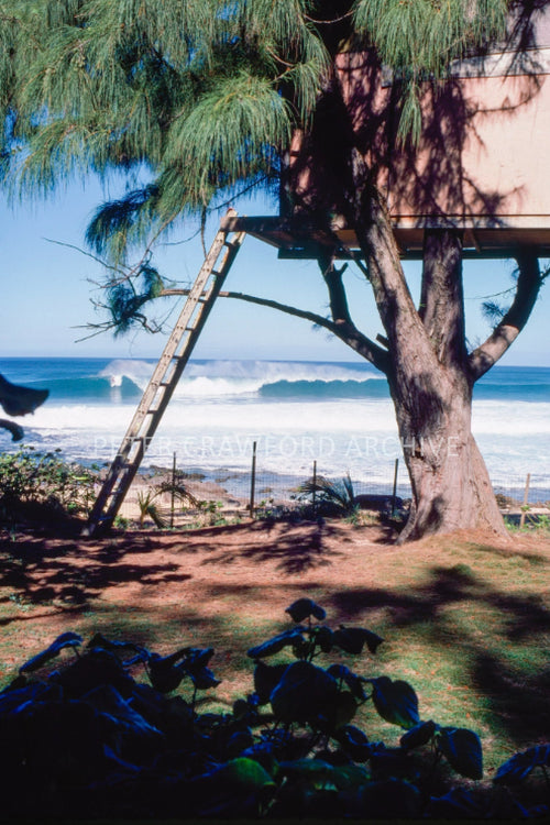 Backdoor and Pipeline on the North Shore of Hawaii, photographed by Peter Crawford.