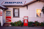 Seventies petrol station photographed by Peter Crawford in 1970.