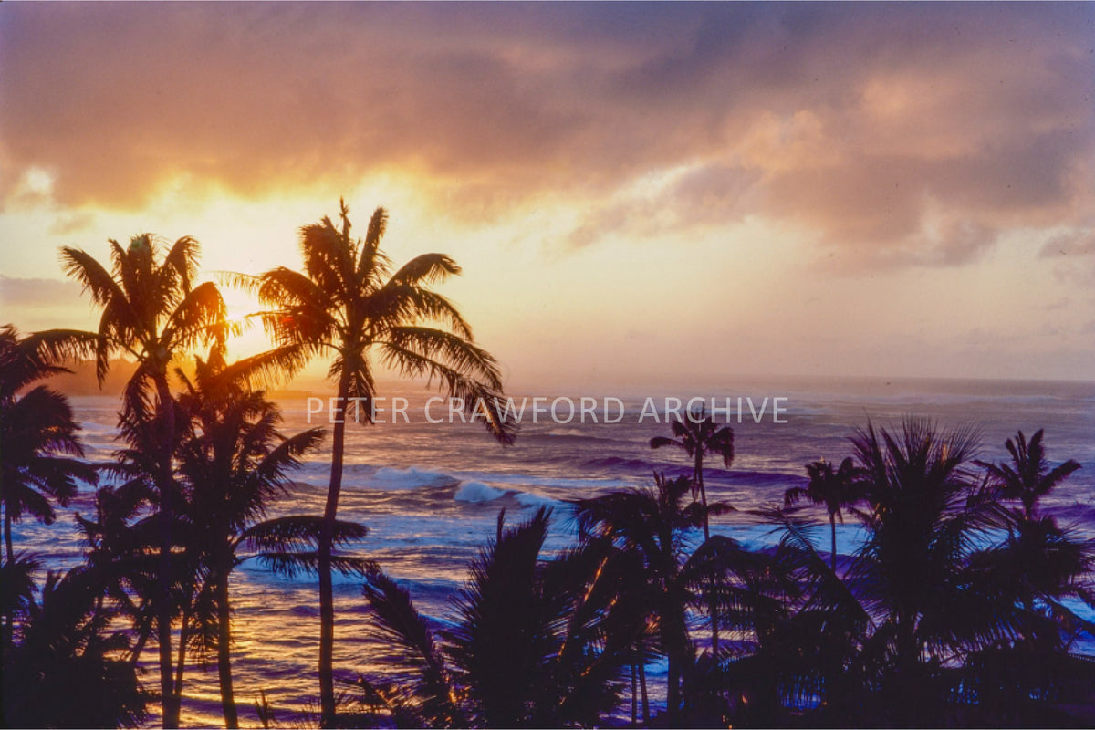 Turtle Bay dusk on the North Shore of Hawaii, photographed by Peter Crawford.