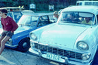Rabbit “Bugs” Bartholomew with locals at Rainbow Bay in 1976, photographed by Peter Crawford.