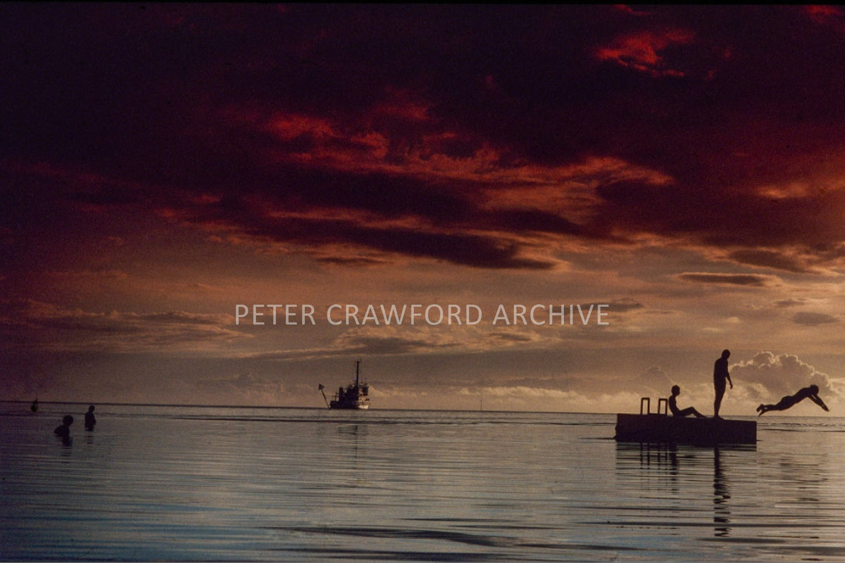 Fiji sunset scene photographed by Peter Crawford.