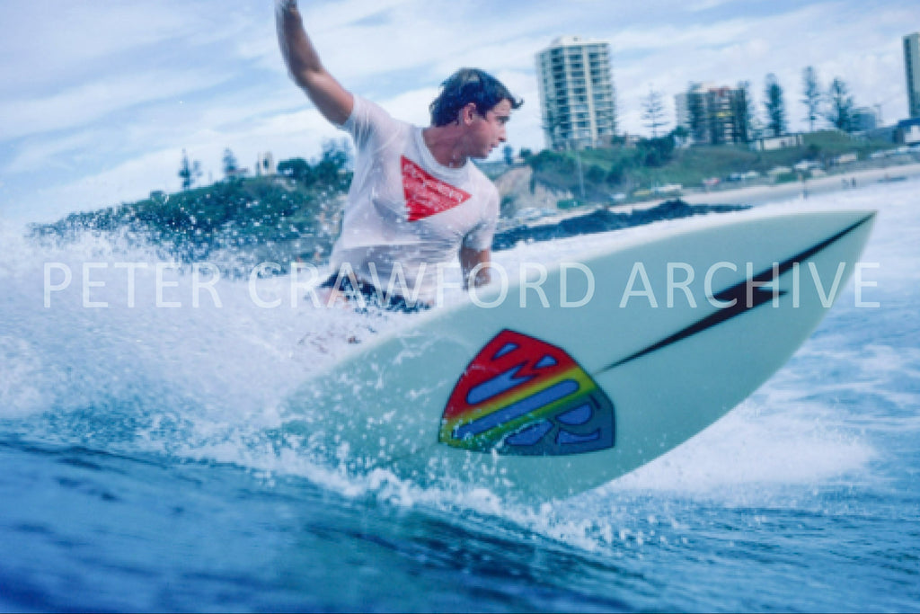 Mark Richards surfing at Snapper Rocks in Queensland, photographed by Peter Crawford.