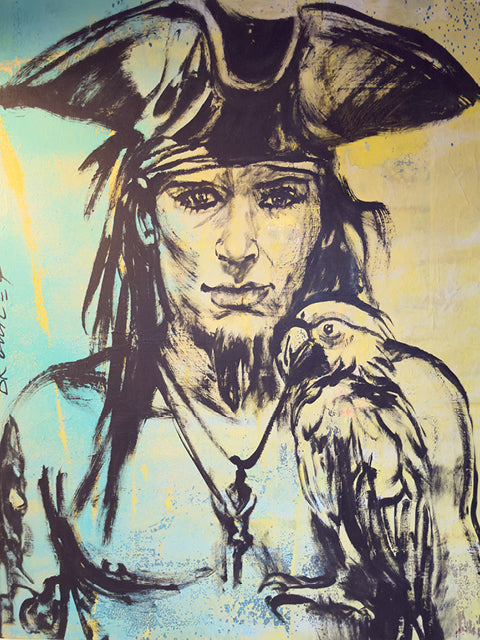 Pirate by David Bromley: a pirate portrait with dark expressive linework.