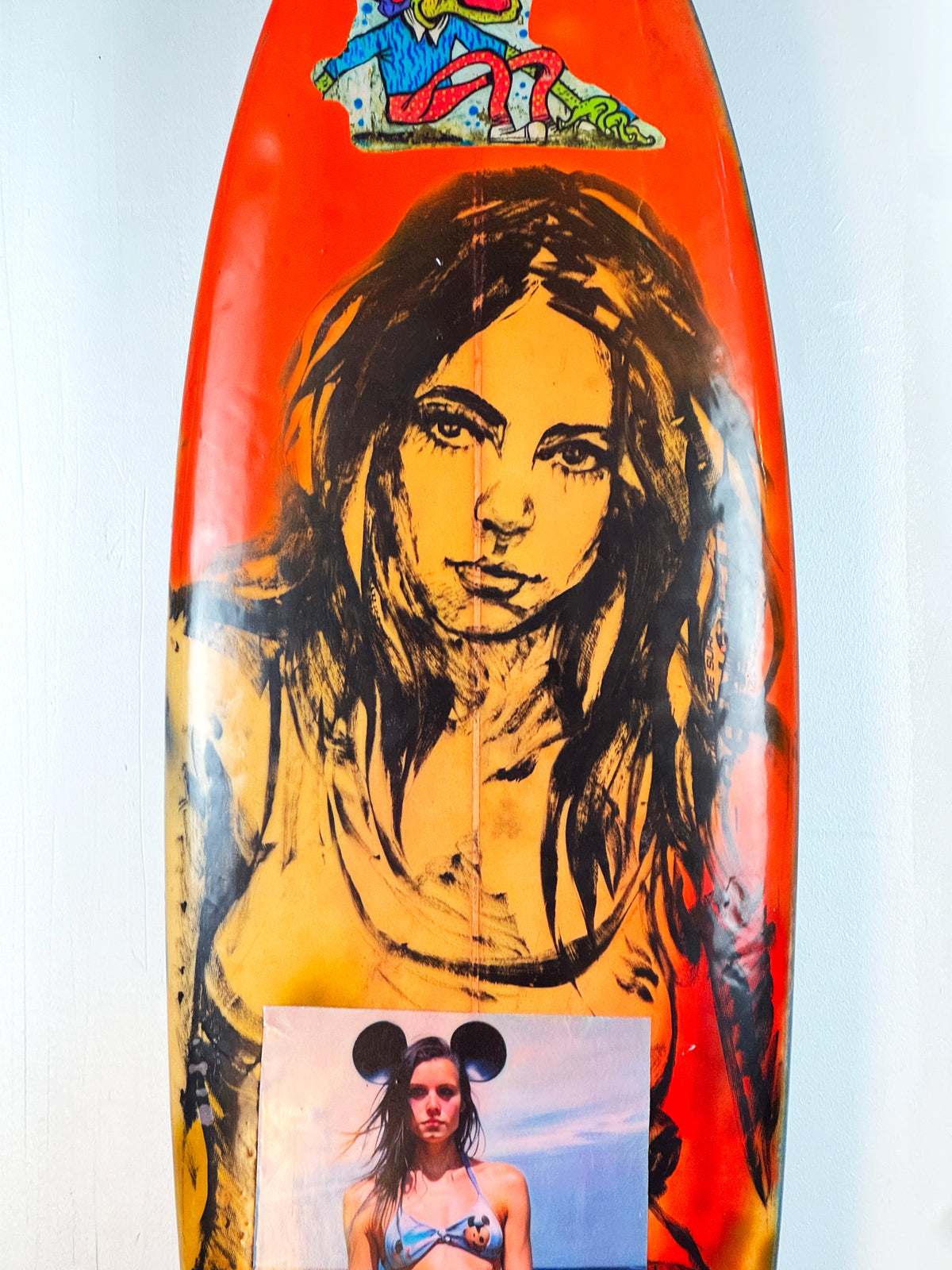 Danger Surfboard by David Bromley — central portrait detail.