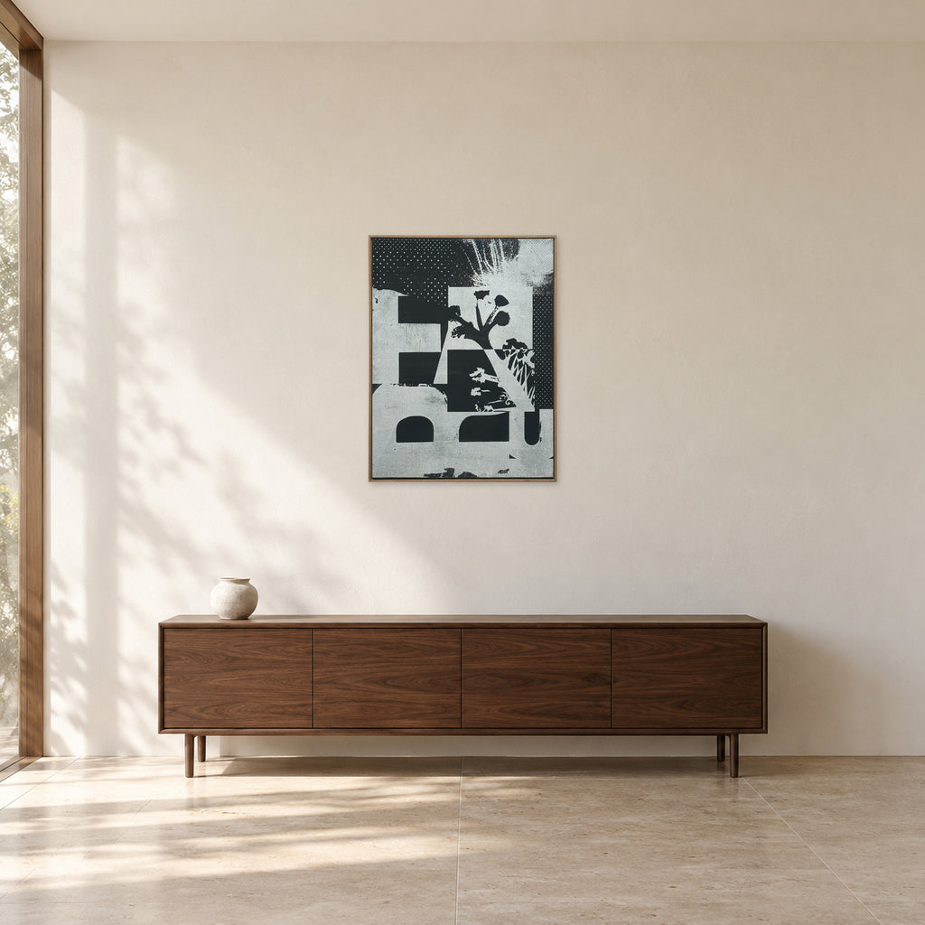 Steve Gorrow DT, 71 cm wide by 93 cm high, in a modern room mockup scaled using a 270 cm wall-height reference.