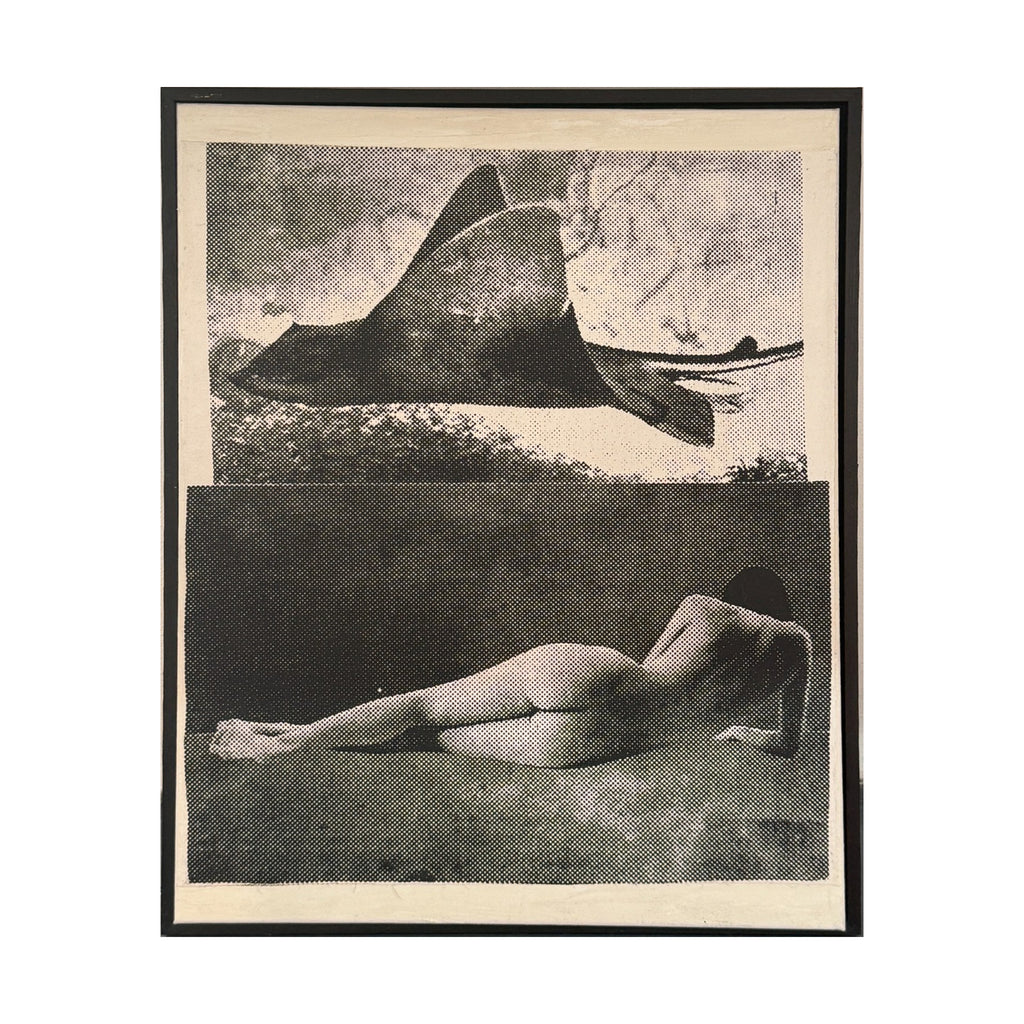Steve Gorrow Mantaray, 43 cm wide by 52 cm high, artwork and original frame on white.