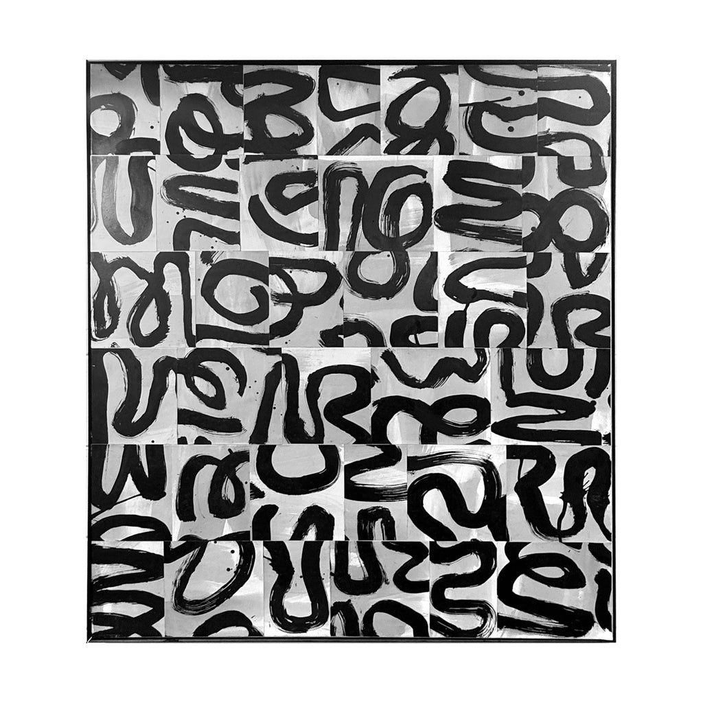 Steve Gorrow Pieces, 100 cm wide by 110 cm high, artwork and original frame on white.
