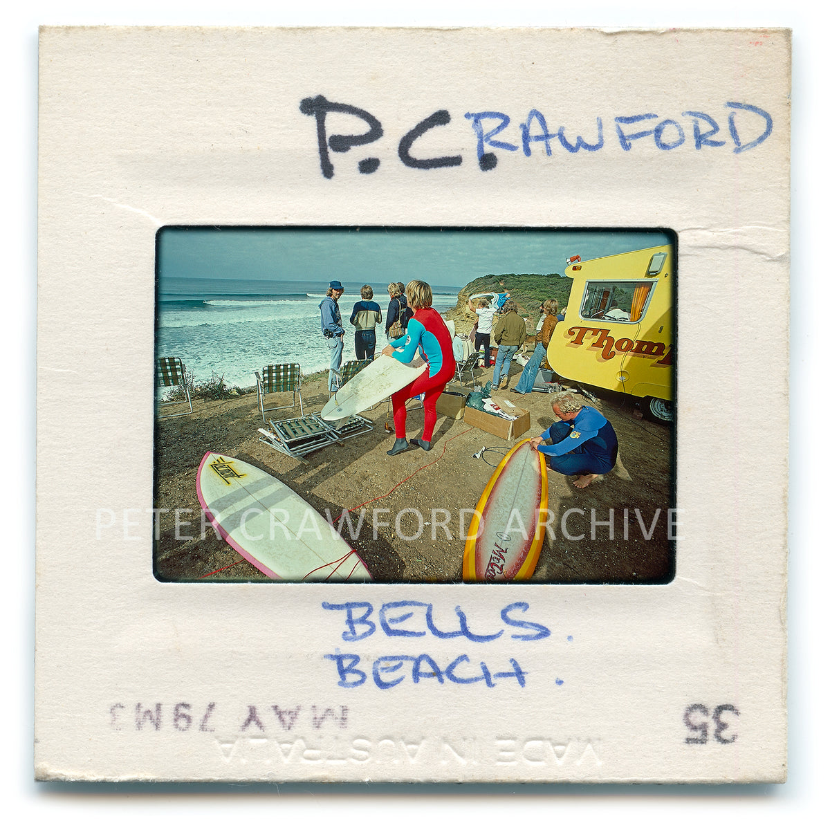 Buzzy Kerbox and Larry Blair, Surfabout 1979 — artwork presentation. Peter Crawford Archive.