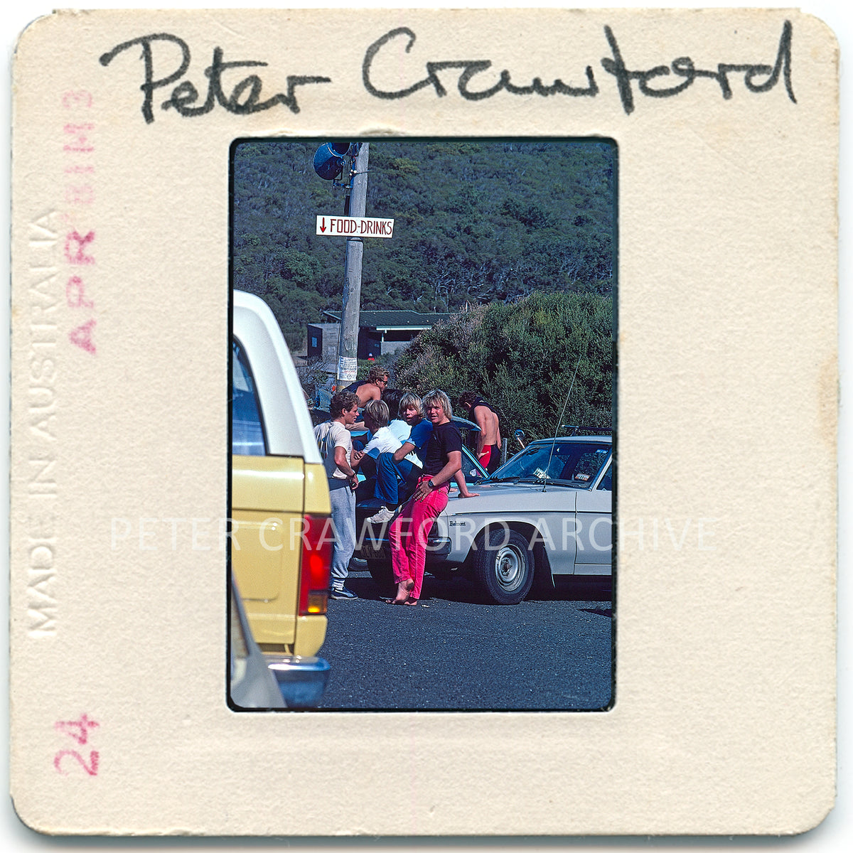 Bells Beach Carpark, 1982 — artwork presentation. Peter Crawford Archive.