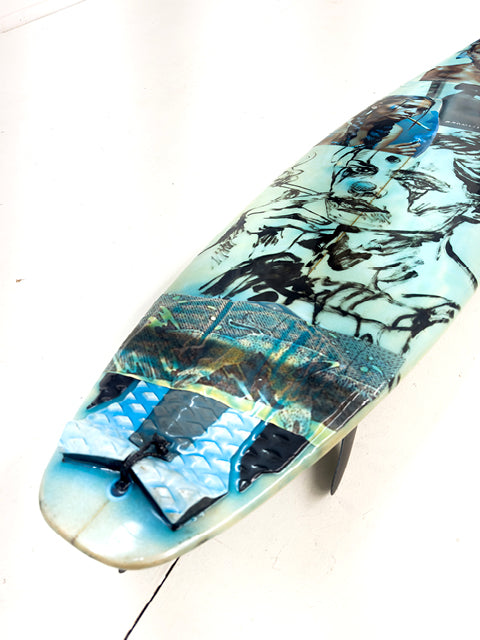 Blue Surfboard by David Bromley — angled view showing the curved outline.