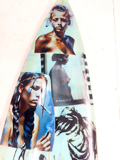 Blue Surfboard by David Bromley — close-up of portrait collage.