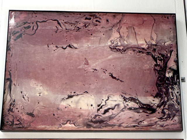 Jeff Hackman by Steve Gorrow: a surfer within rose and black marbled textures — gallery view.