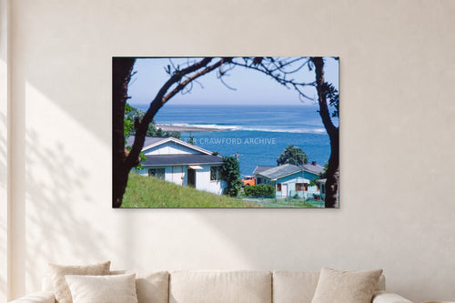 Aussie Pipe by Peter Crawford — 120 × 80 cm, aluminium-mounted resin print, shown in a light minimalist living room.