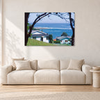 Aussie Pipe by Peter Crawford — 120 × 80 cm, aluminium-mounted resin print, shown in a light minimalist living room.