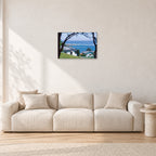 Aussie Pipe by Peter Crawford — 60 × 40 cm, aluminium-mounted resin print, shown in a light minimalist living room.