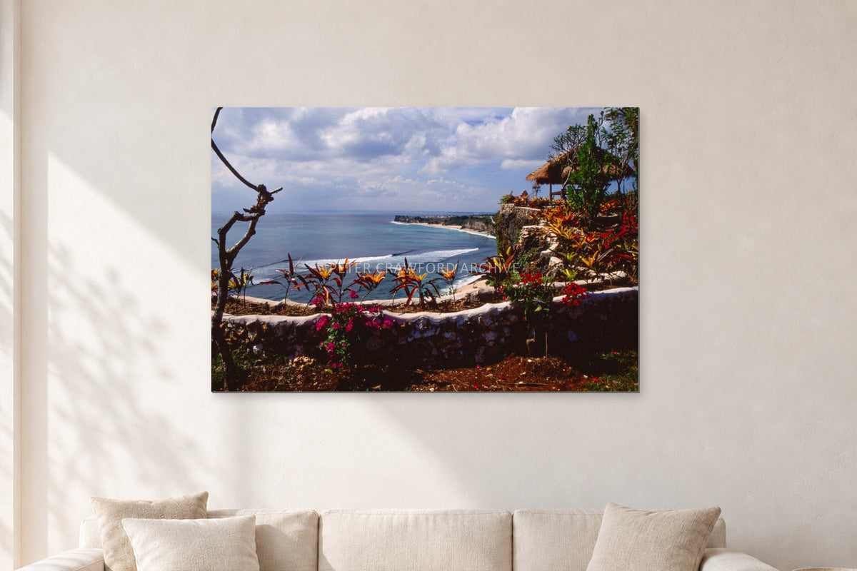 Bali, Peter Crawford by Peter Crawford — 120 × 80 cm, aluminium-mounted resin print, shown in a light minimalist living room.