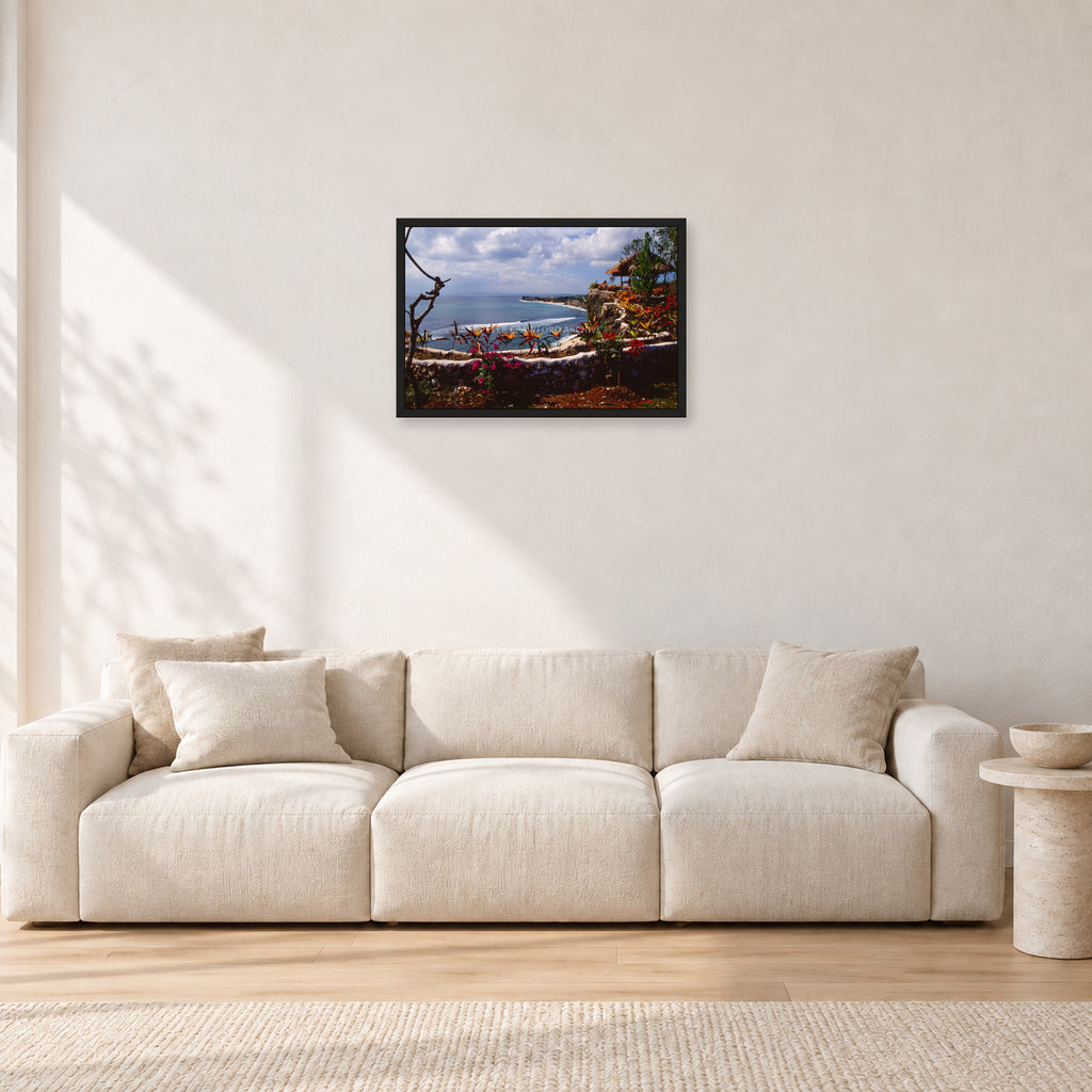 Bali, Peter Crawford by Peter Crawford — 60 × 40 cm, black frame, shown in a light minimalist living room.