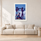 Beach Portrait, Peter Crawford by Peter Crawford — 60 × 90 cm, white frame with white mat, shown in a light minimalist living room.