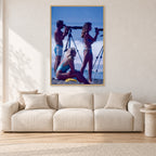 Beach Portrait, Peter Crawford by Peter Crawford — 80 × 120 cm, hayseed frame, shown in a light minimalist living room.