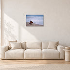 Beach Scene, Peter Crawford by Peter Crawford — 60 × 40 cm, aluminium-mounted resin print, shown in a light minimalist living room.