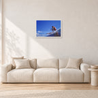 Bruce Raymond, 1976 by Peter Crawford — 60 × 40 cm, white frame, shown in a light minimalist living room.