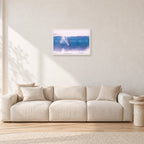 Buzzy, No Leash 1975 by Peter Crawford — 60 × 40 cm, white frame, shown in a light minimalist living room.