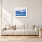 Composition Sunset, 1987 by Peter Crawford — 60 × 40 cm, white frame with white mat, shown in a light minimalist living room.