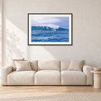 Composition Sunset, 1987 by Peter Crawford — 90 × 60 cm, black frame with white mat, shown in a light minimalist living room.