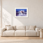 Dane Kealoha, Off The Wall 1977 by Peter Crawford — 60 × 40 cm, white frame with white mat, shown in a light minimalist living room.