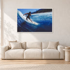 Dane Kealoha, Off The Wall 1978 by Peter Crawford — 120 × 80 cm, white frame, shown in a light minimalist living room.