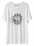 David Bromley Boxer white 100% linen T-shirt on a white background