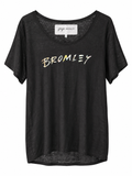 David Bromley Signature Black black 100% linen T-shirt on a white background