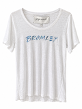 David Bromley Signature White white 100% linen T-shirt on a white background