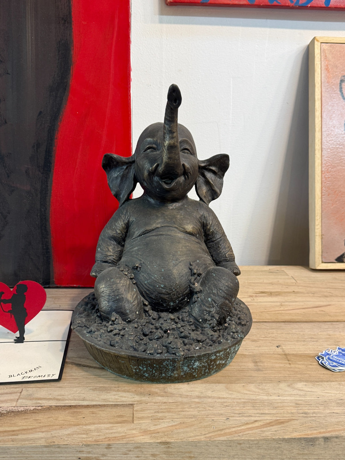 David Bromley - Bath Elephant, 27 × 37 cm, original gallery setting