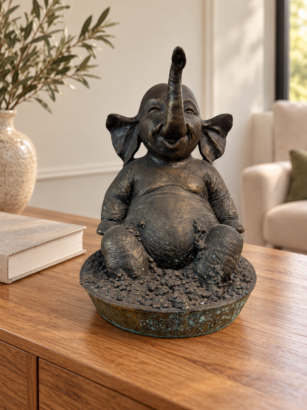 David Bromley - Bath Elephant, 27 × 37 cm, styled close interior mockup