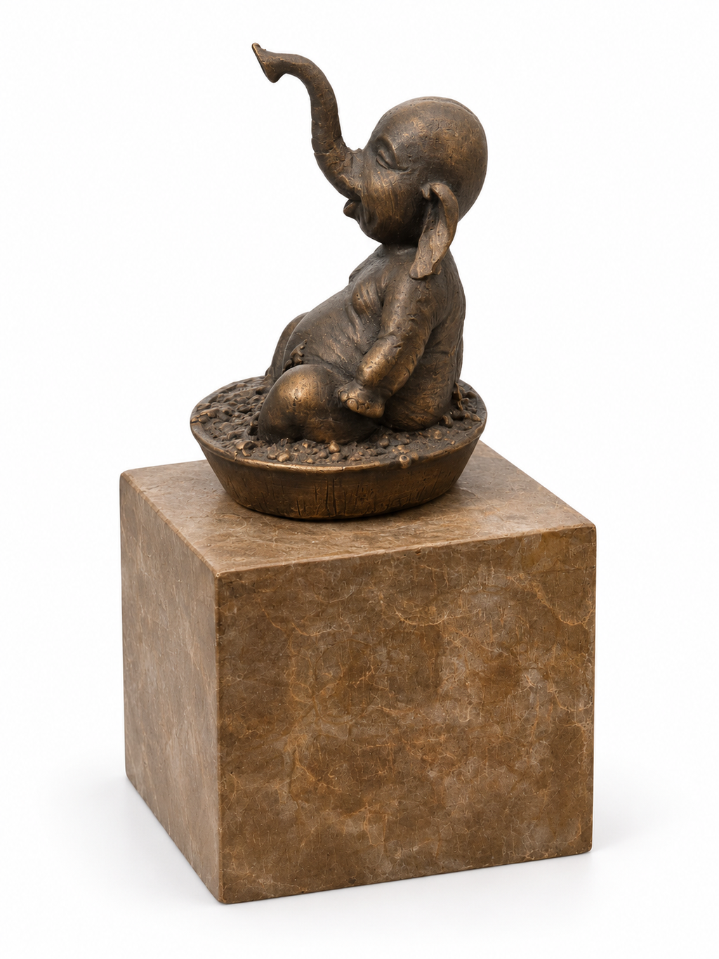 David Bromley - Elephant Brass Sculpture, 22 × 10 cm, left-facing angled view on white