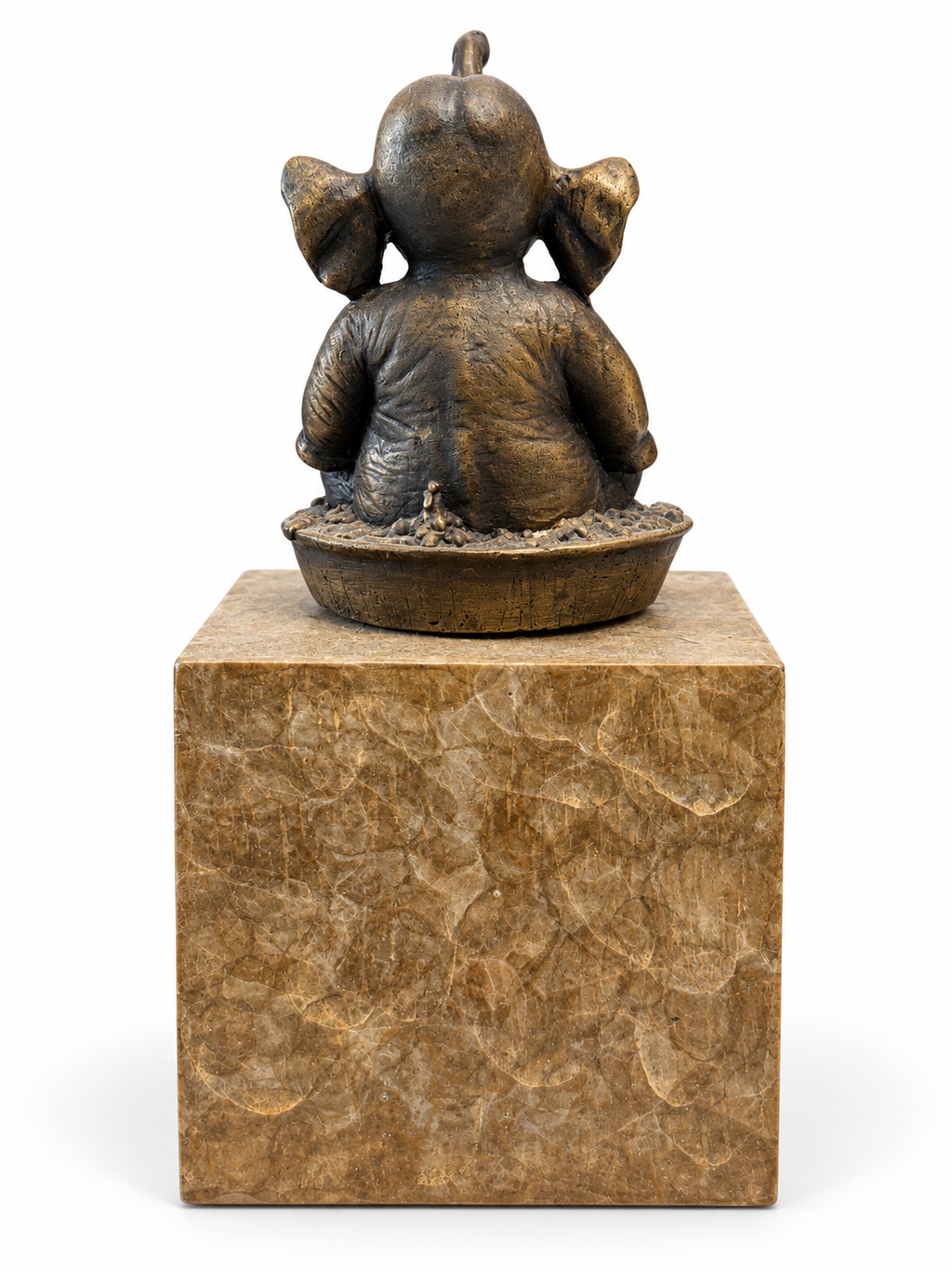 David Bromley - Elephant Brass Sculpture, 22 × 10 cm, rear view on white