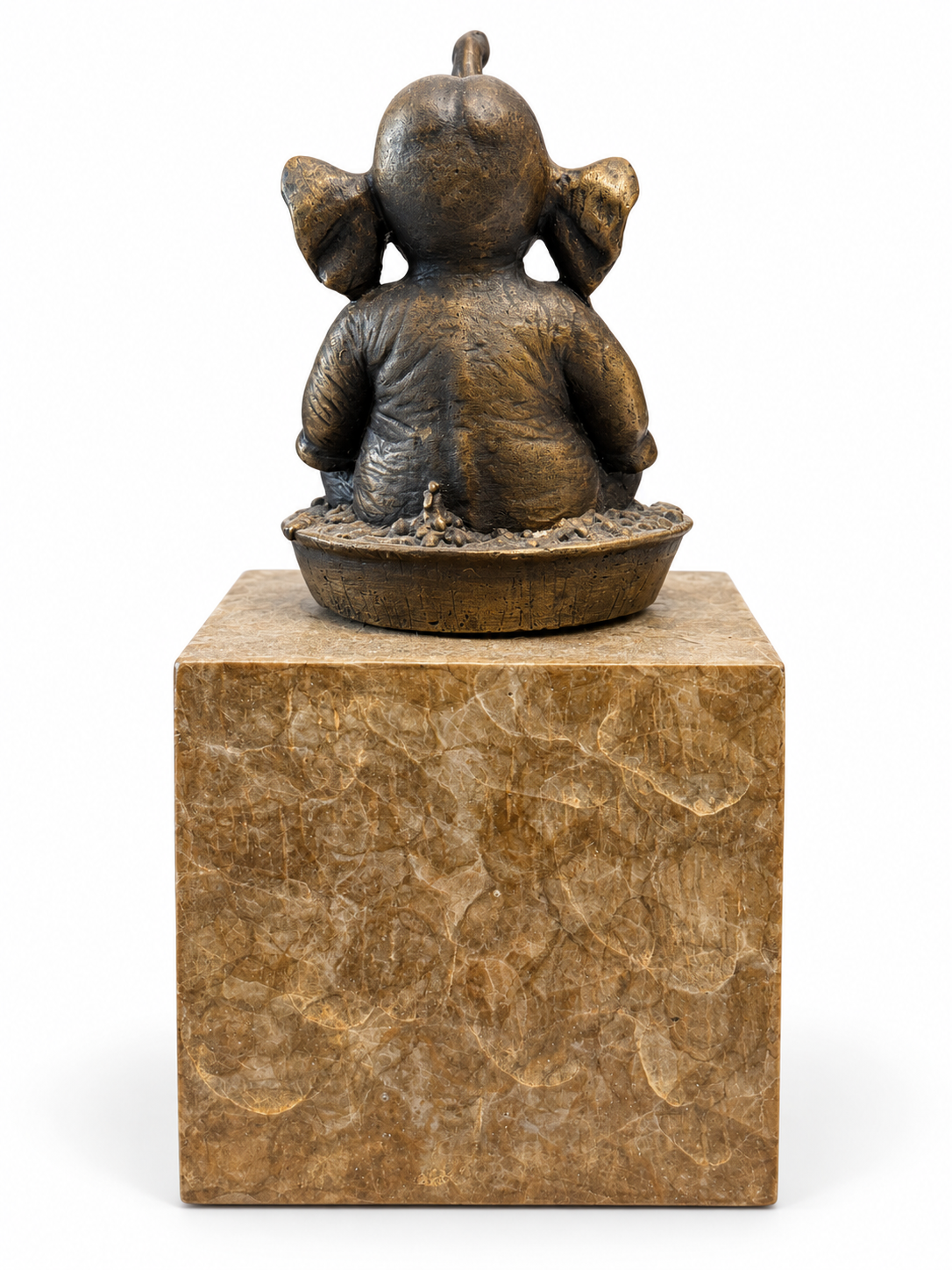 David Bromley - Elephant Brass Sculpture, 22 × 10 cm, rear view on white