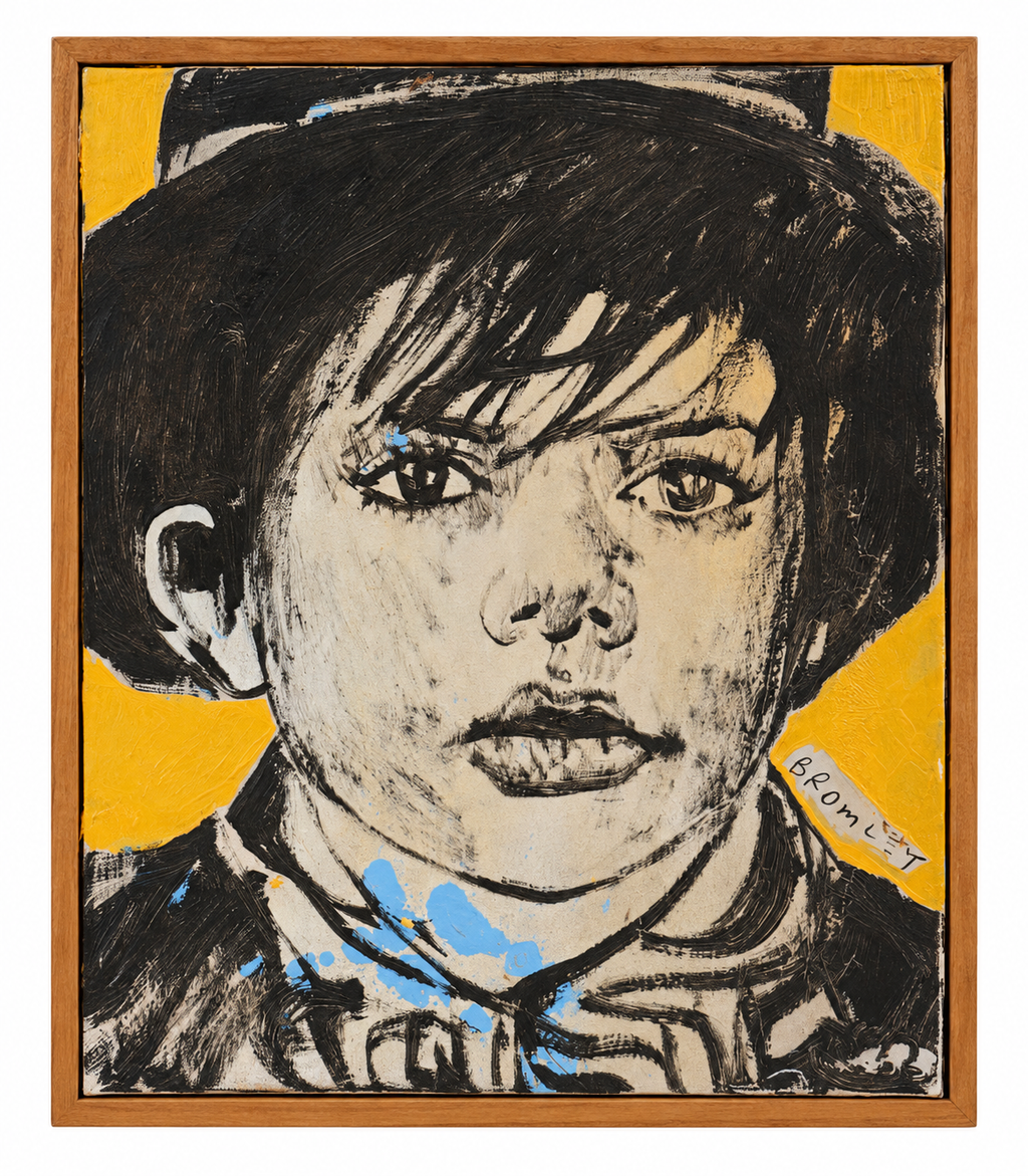 David Bromley - Gold Boy, 41 × 47 cm, front artwork view on white