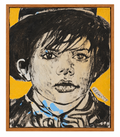 David Bromley - Gold Boy, 41 × 47 cm, front artwork view on white