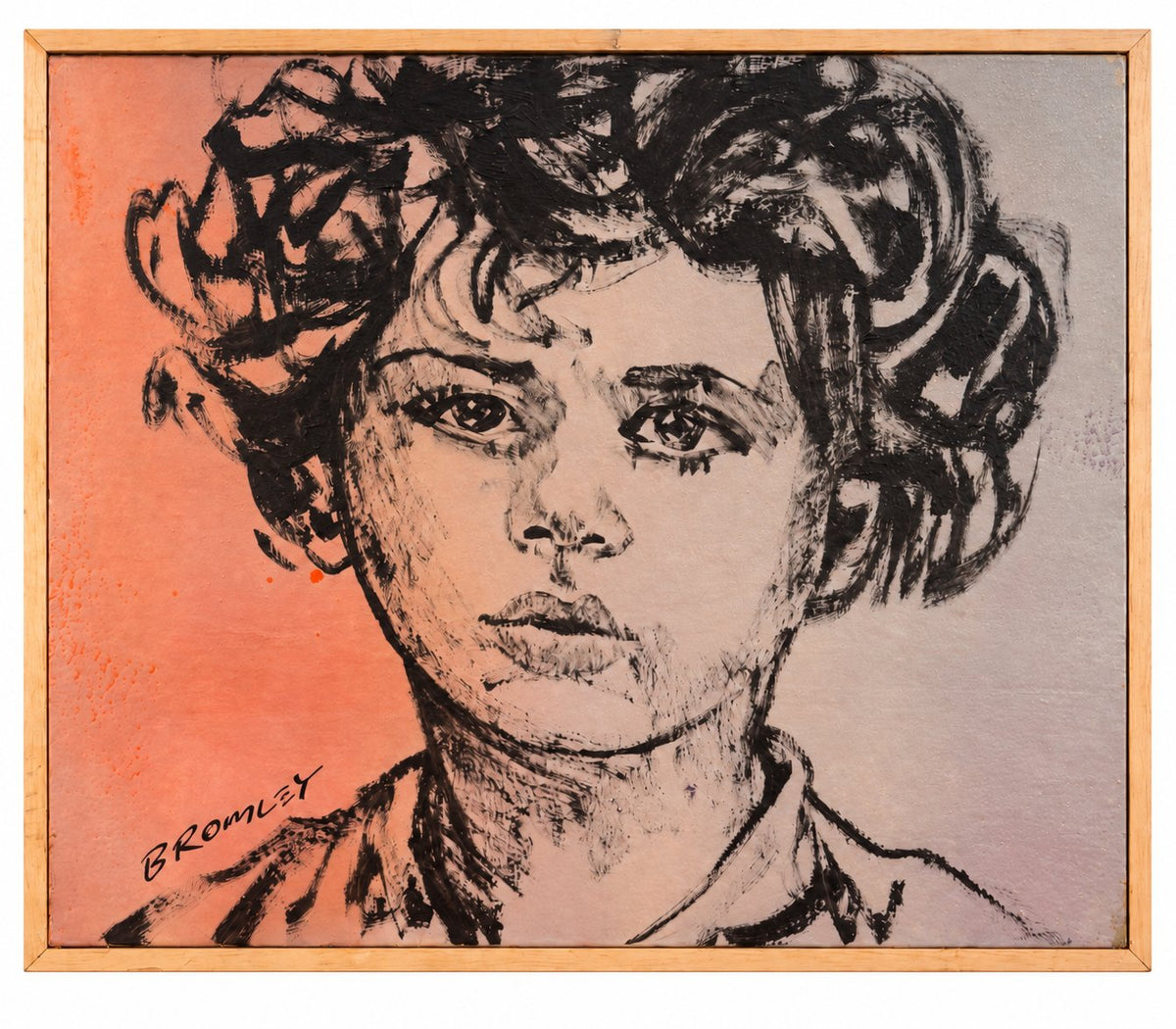 David Bromley - Portrait Boy, 56 × 49 cm, front view on white with a thin white border