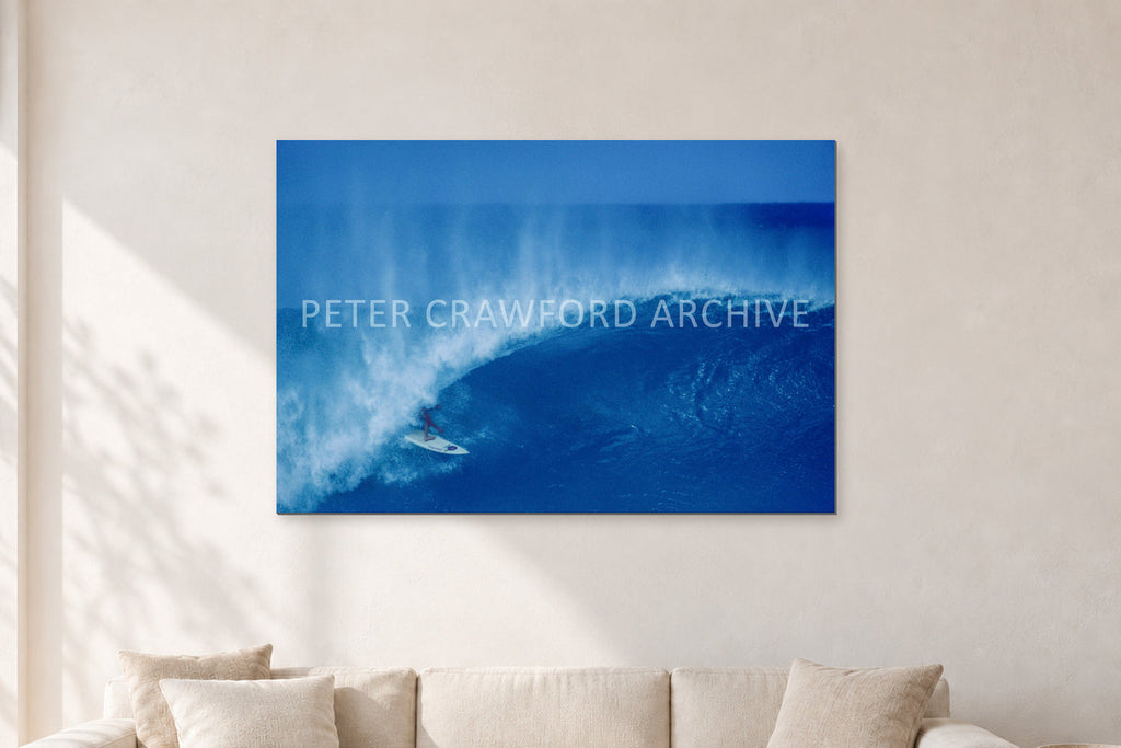 Derek Ho, Pipe Masters by Peter Crawford — 120 × 80 cm, aluminium-mounted resin print, shown in a light minimalist living room.