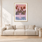 Fiji, Peter Crawford by Peter Crawford — 60 × 90 cm, hayseed frame with white mat, shown in a light minimalist living room.