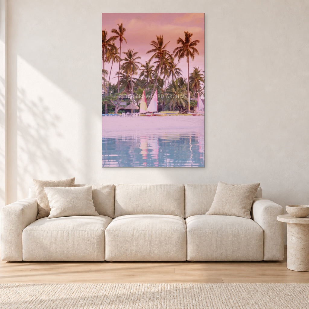 Fiji, Peter Crawford by Peter Crawford — 80 × 120 cm, aluminium-mounted resin print, shown in a light minimalist living room.