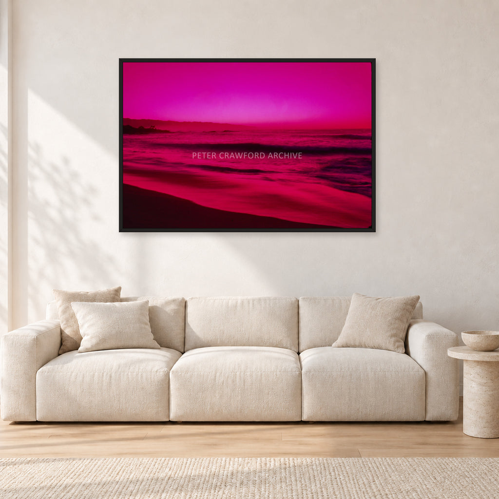 Filter, Peter Crawford by Peter Crawford — 120 × 80 cm, black frame, shown in a light minimalist living room.