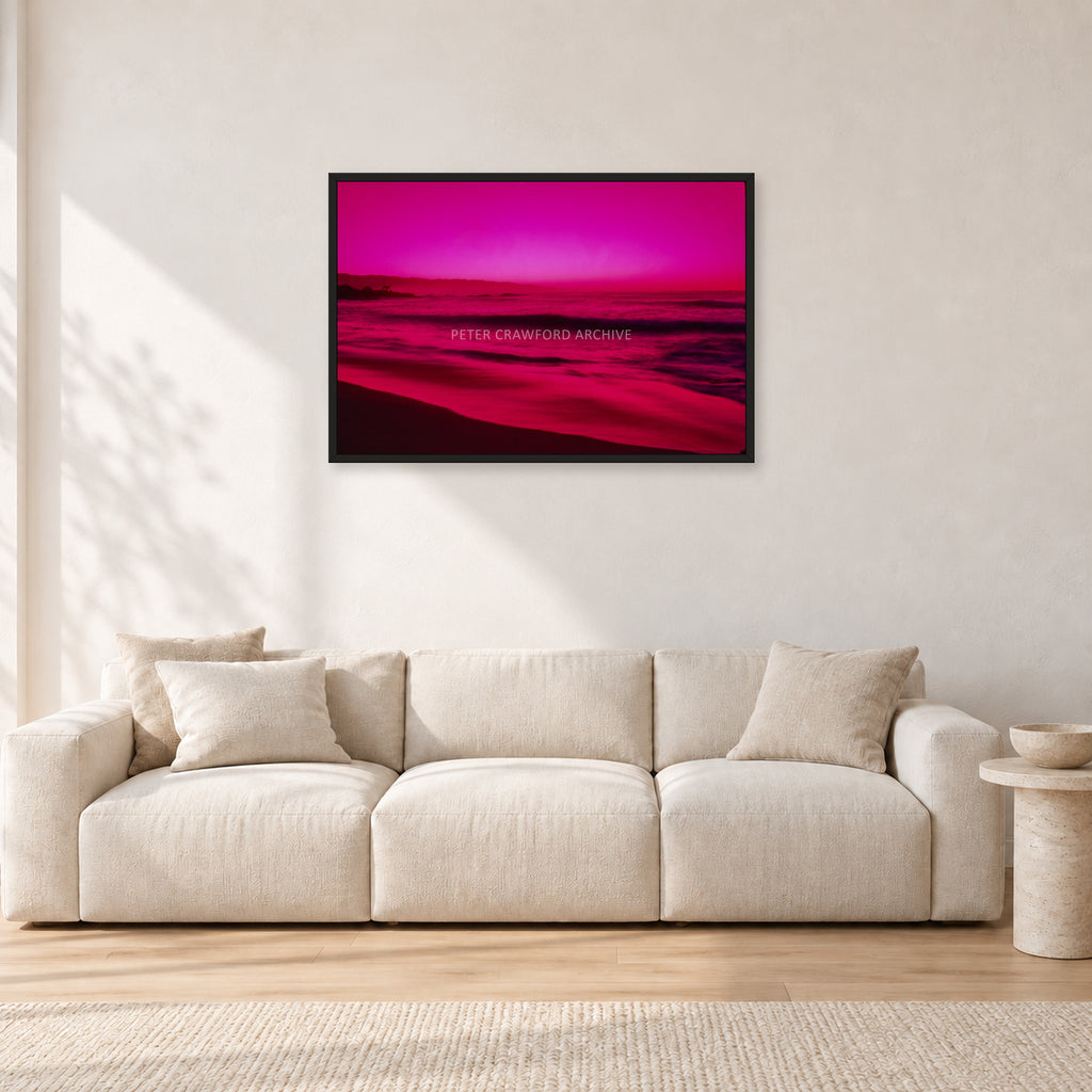 Filter, Peter Crawford by Peter Crawford — 90 × 60 cm, black frame, shown in a light minimalist living room.