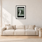 Follow Your Dreams by Peter Crawford — 40 × 60 cm, black frame with white mat, shown in a light minimalist living room.
