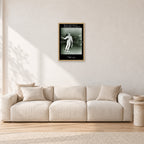 Follow Your Dreams by Peter Crawford — 40 × 60 cm, hayseed frame, shown in a light minimalist living room.