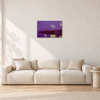 Huntington Pier by Peter Crawford — 60 × 40 cm, aluminium-mounted resin print, shown in a light minimalist living room.